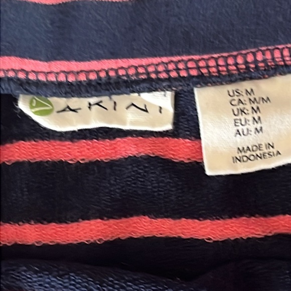 DAKINI Striped Navy and‎ Pink Draw String Pocketed Cotton Knit Women's Skirt - Picture 5 of 6